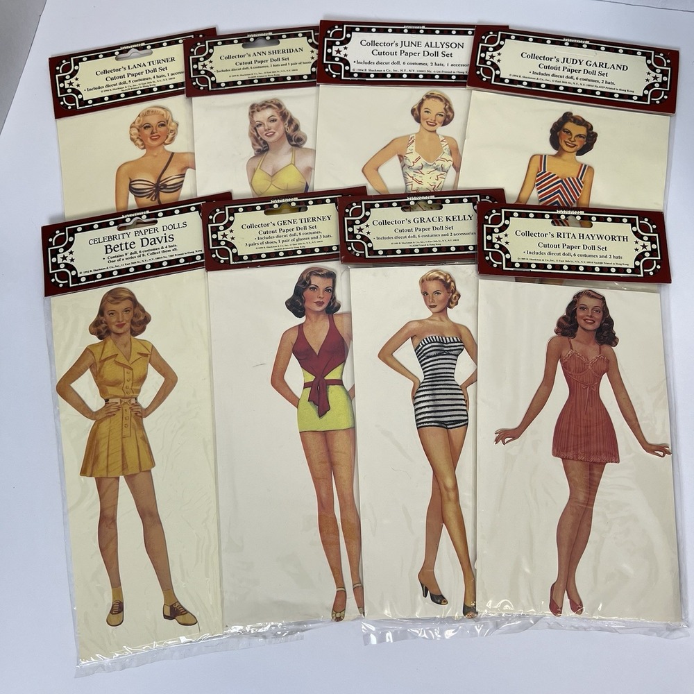 Vintage Celebrity Paper Dolls Cutout Sets Lana Turner Judy Garland Old Hollywood